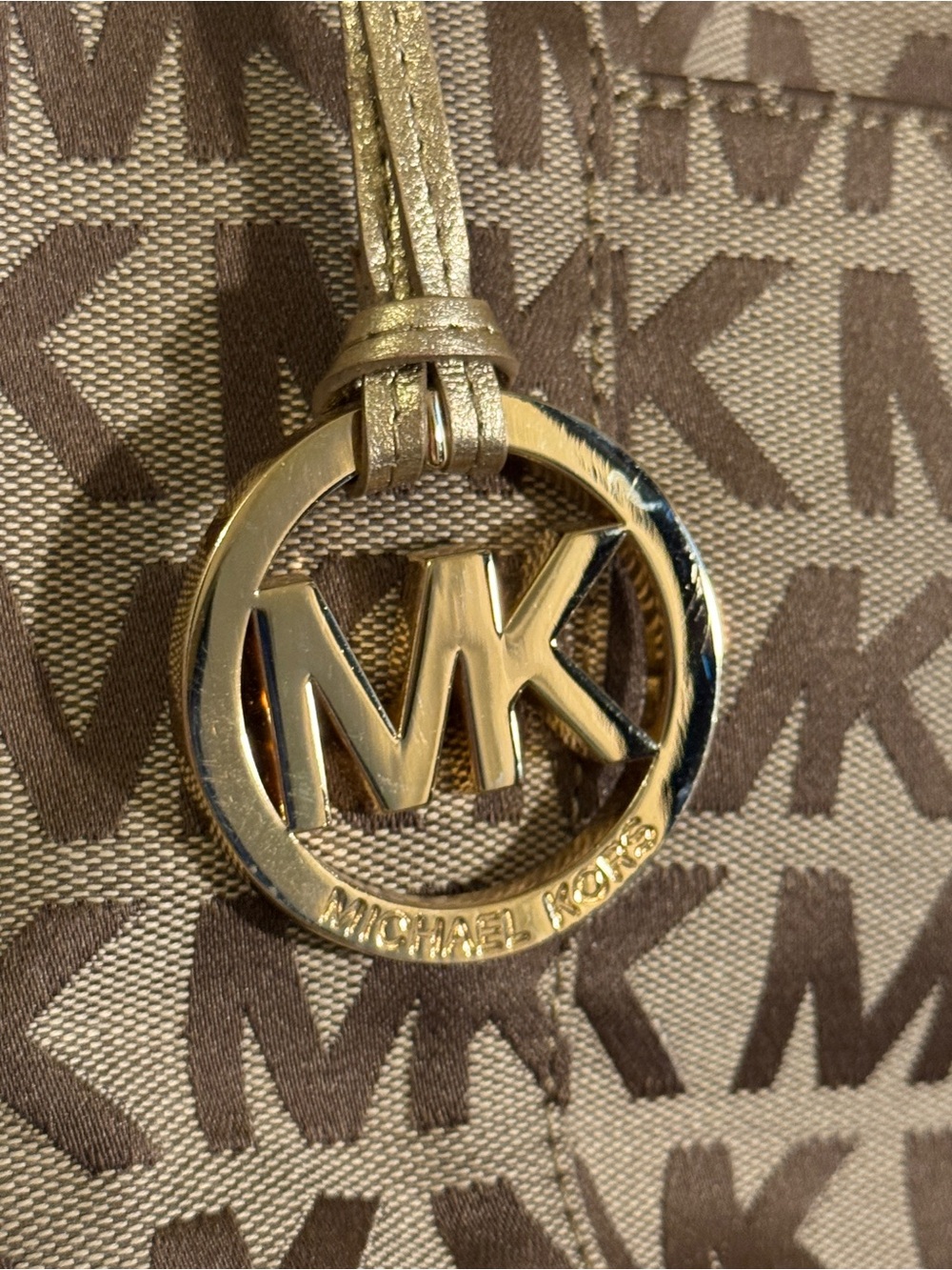 A Michael Kors Brown MK Logo Tote with Gold Hardware - Picture 2 of 11